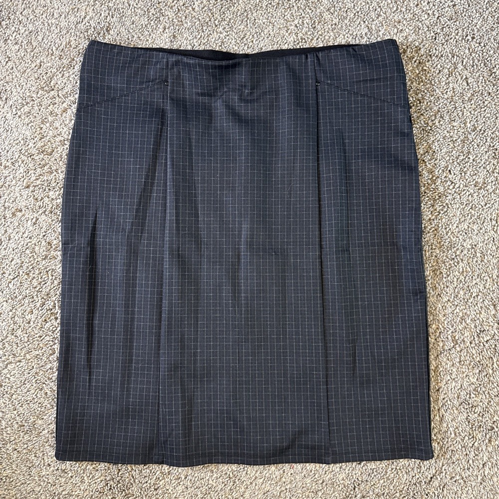 89th + Madison Womens Black Check Print Stretch Pencil Skirt Size XL